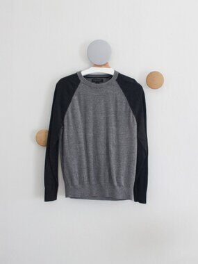 Mens Banana Republic Black & Gray Crewneck Sweater / Pullover Organic Cotton MED